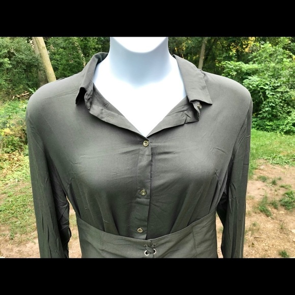 🍭NWT Verona Couture Olive Corset Belt Shirt - Picture 7 of 13